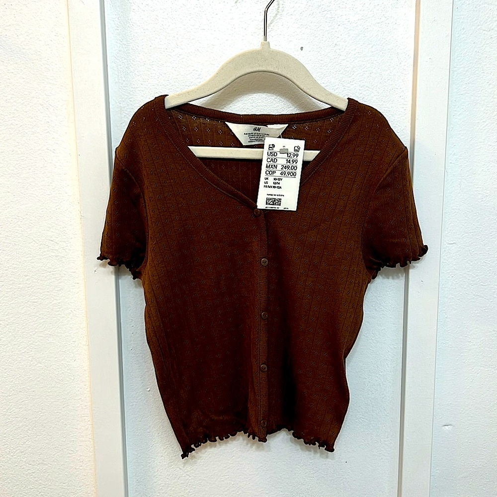 H&M Brown Button-up Short Sleeved Shirt